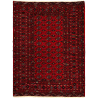 Handmade Wool Bokhara Area Rug Red 4'2"x5'6" (ID 1325)
