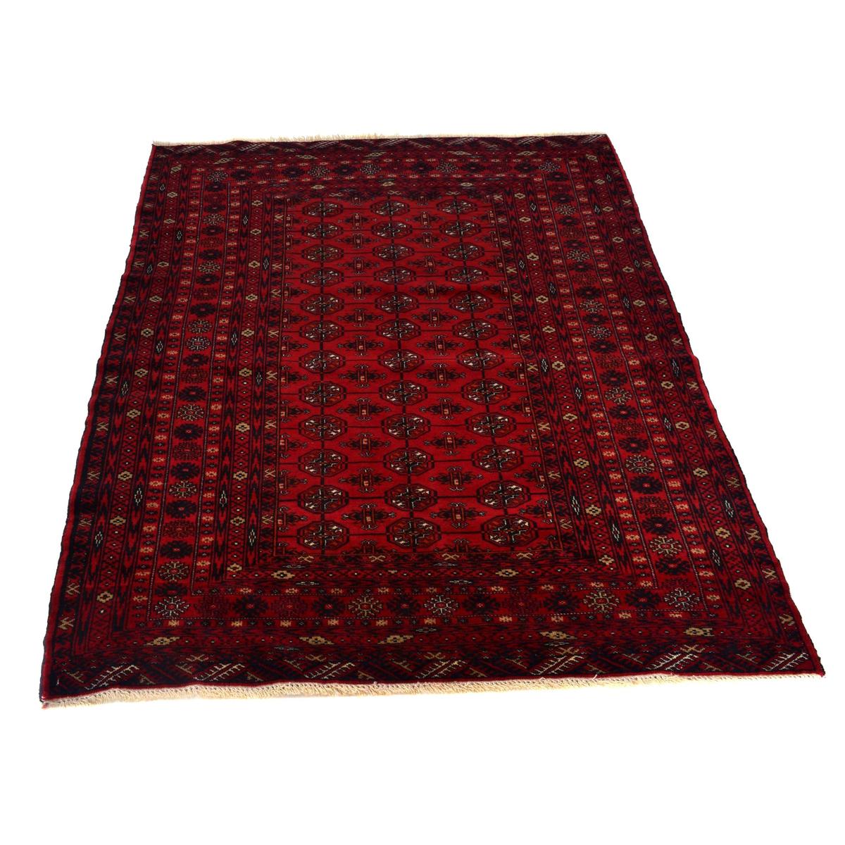 Handmade Wool Bokhara Area Rug Red 4'2"x5'6" (ID 1325)