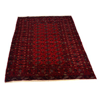 Handmade Wool Bokhara Area Rug Red 4'2"x5'6" (ID 1325)