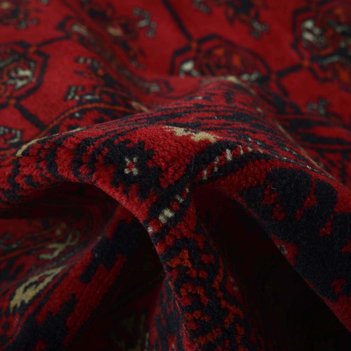 Handmade Wool Bokhara Area Rug Red 4'2"x5'6" (ID 1325)