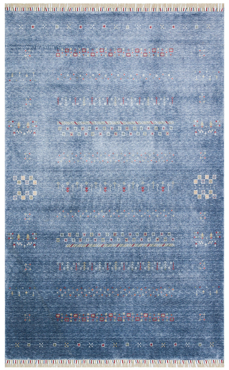 Blue Desert Glyphs Rug - Aladdinrugs