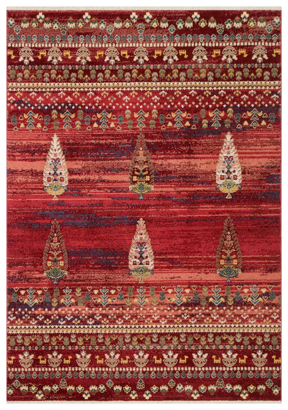 Crimson Grove Bands Rug - Aladdinrugs
