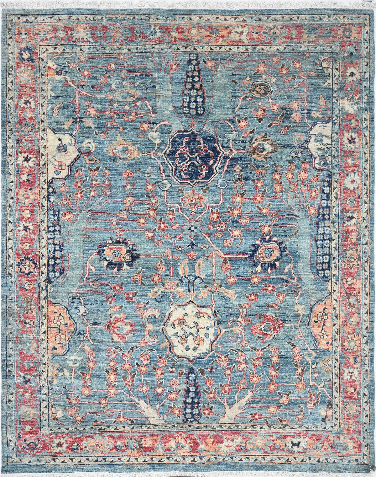 French Blue Cherry Blossom Rug 244 × 305 cm (8 x 10)