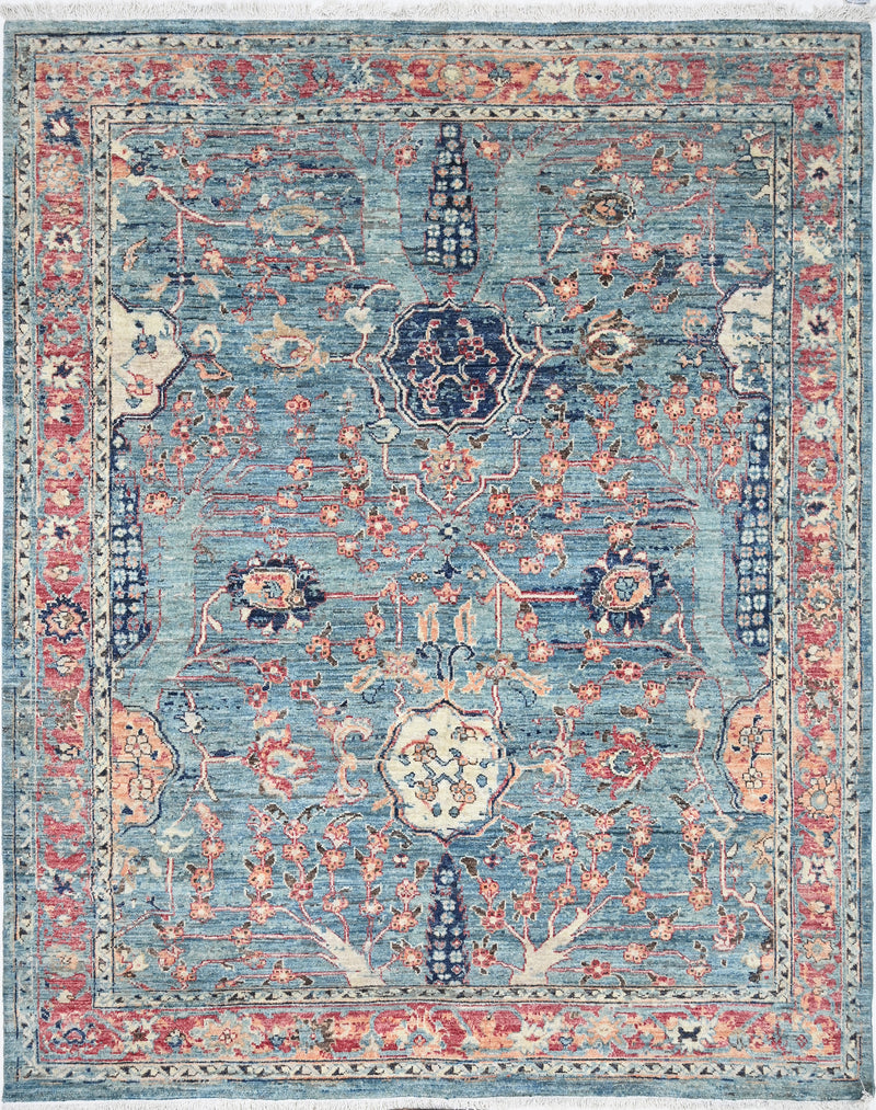 French Blue Cherry Blossom Rug 244 × 305 cm (8 x 10)