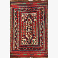 Hand Knotted Vintage Kilim 4' 6" x 6' 8" (ft) - No. 3202