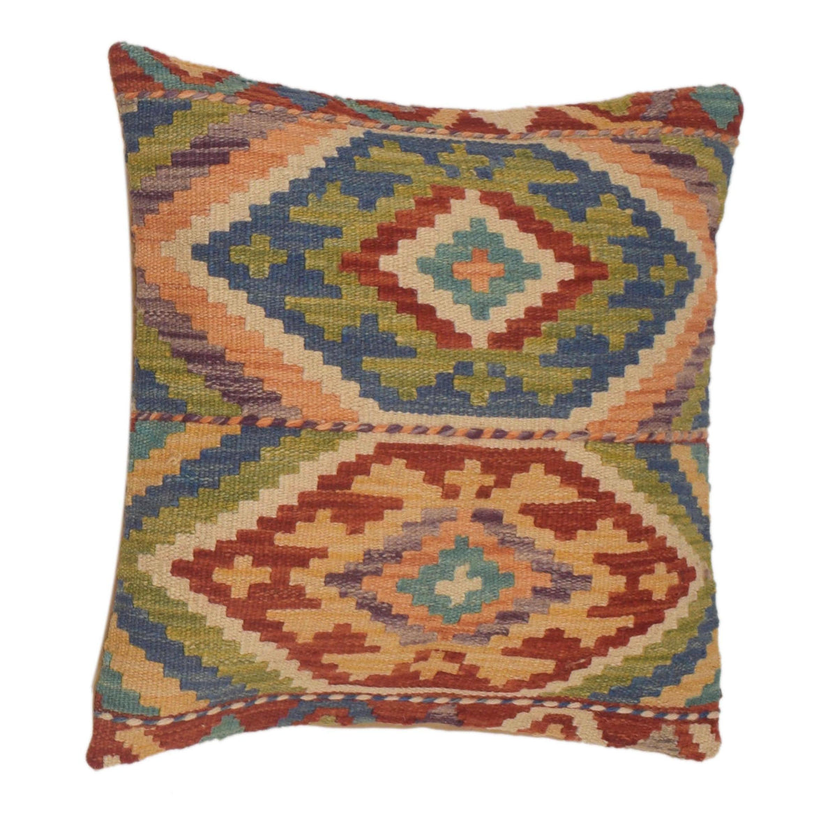 Square Size Kelim Cushion 1' 6" x 1' 6" ft / 46 x 46 cm - No. 34564