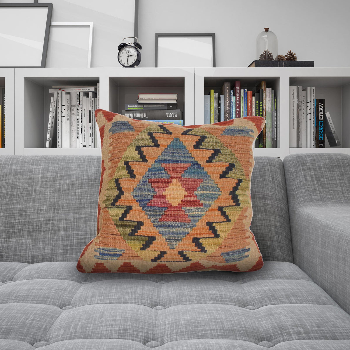 Afghan Kilim Cushion 1' 6" x 1' 6" ft / 46 x 46 cm - No. 34565
