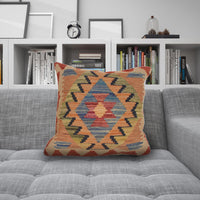 Afghan Kilim Cushion 1' 6" x 1' 6" ft / 46 x 46 cm - No. 34565