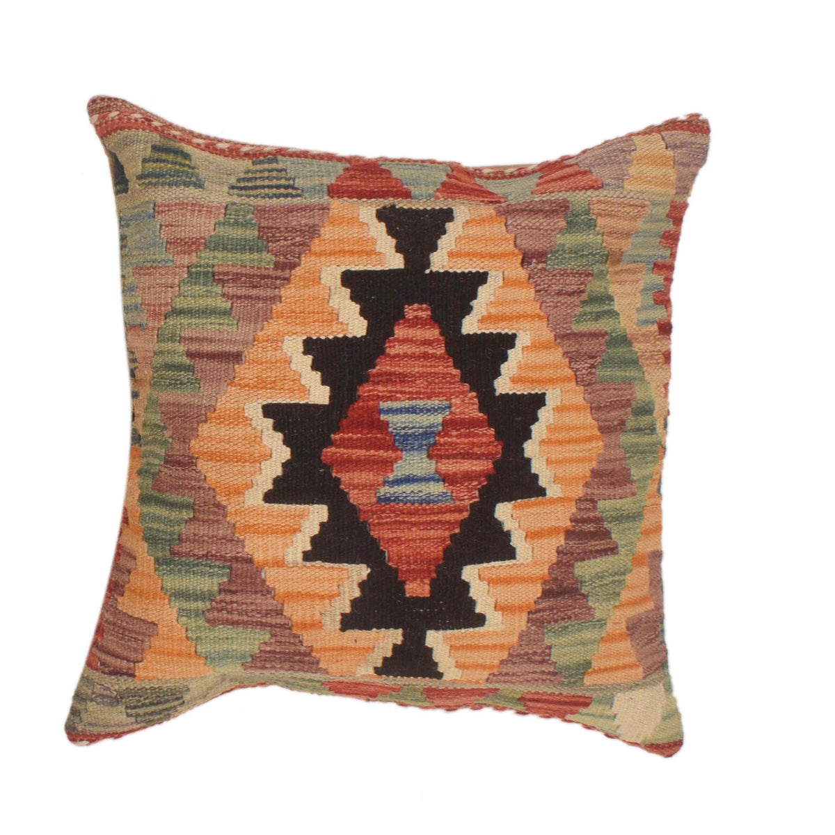 Square Size Kelim Cushion 1' 6" x 1' 6" ft / 46 x 46 cm - No. 34576