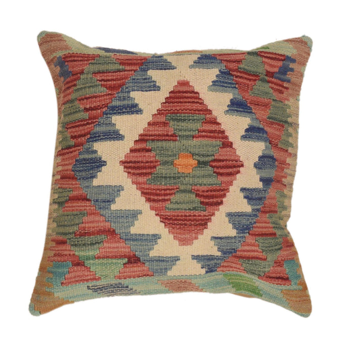 Square Size Kelim Cushion 1' 7" x 1' 7" ft / 48 x 47 cm - No. 34594