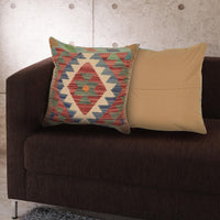 Square Size Kelim Cushion 1' 7" x 1' 7" ft / 48 x 47 cm - No. 34594