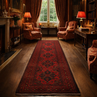 Handmade Red Khal Mohammadi Wool Runner 80 x 284 (cm)  in (ID G29259)