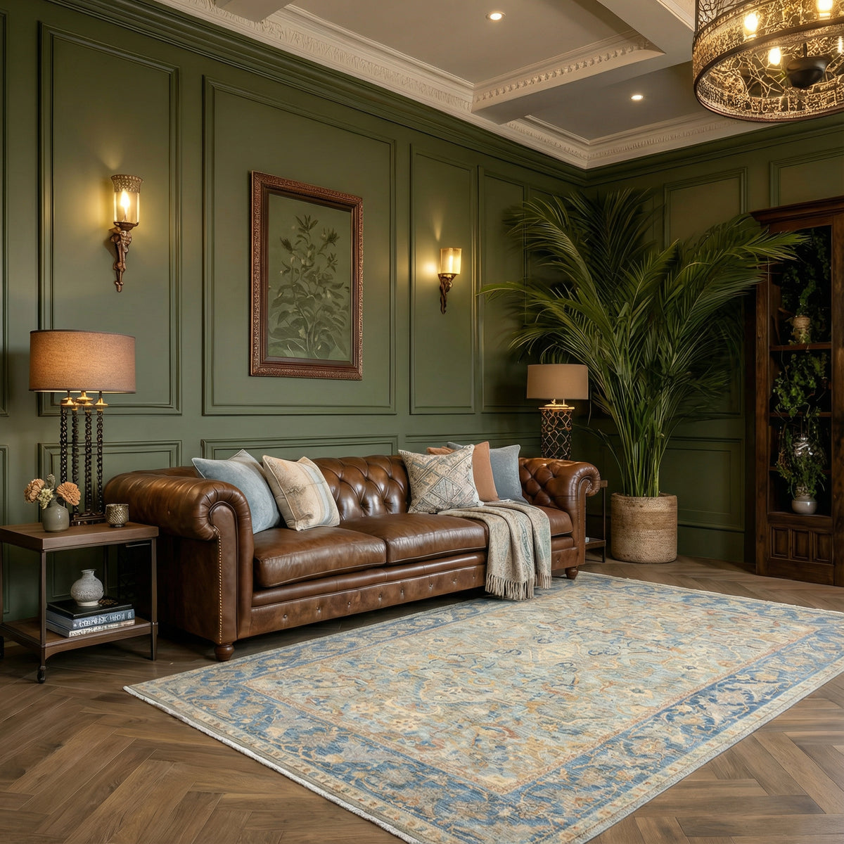 Antique Blue Signature Oushak Rug 244 × 305 cm (8 x 10)