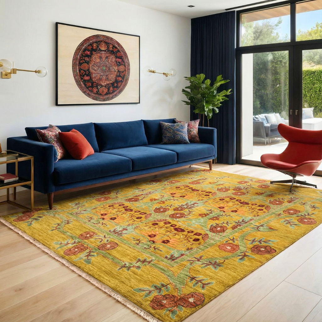 Antique Gold Floral Rug 244 × 305 cm – ROYAL RUG STUDIO