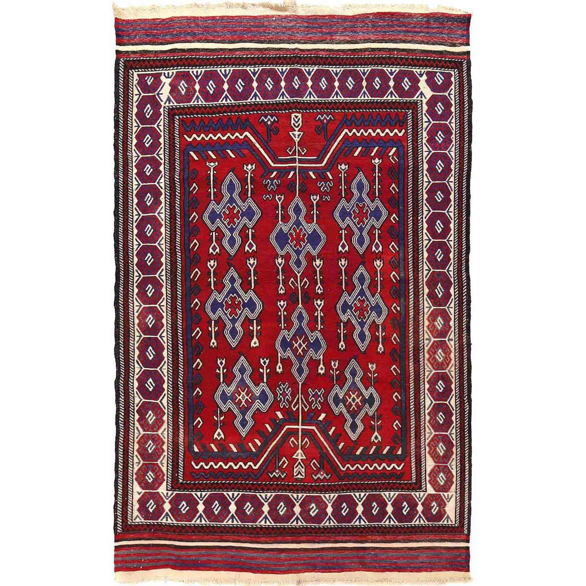 Hand Knotted Vintage Kilim 5' 2" x 8' 3" (ft) - No. 7667