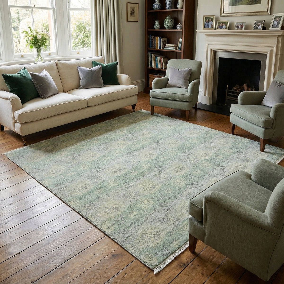 Ivory & Celadon Gallery Rug 244 × 305 cm (8 x 10)
