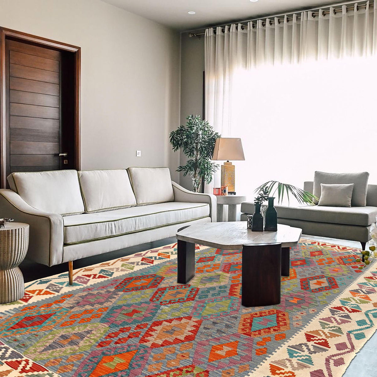 Handmade Vegetable Kelim 5' 9" x 7' 10" (ft) - No. B29989