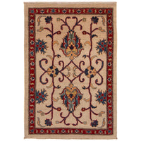 Ivory Kazak Handmade Wool Area Rug 31.5x48.4in (ID B34671)