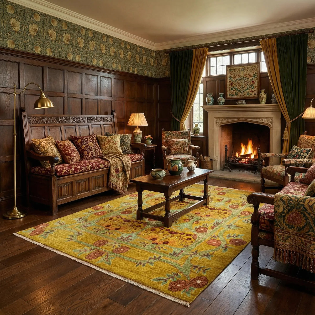 Antique Gold Floral Rug 244 × 305 cm