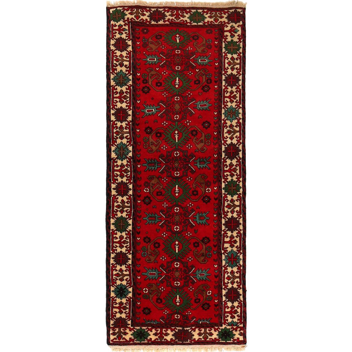 Handmade Wool Bokhara Runner Rug Red 71x172cm (ID G22934)