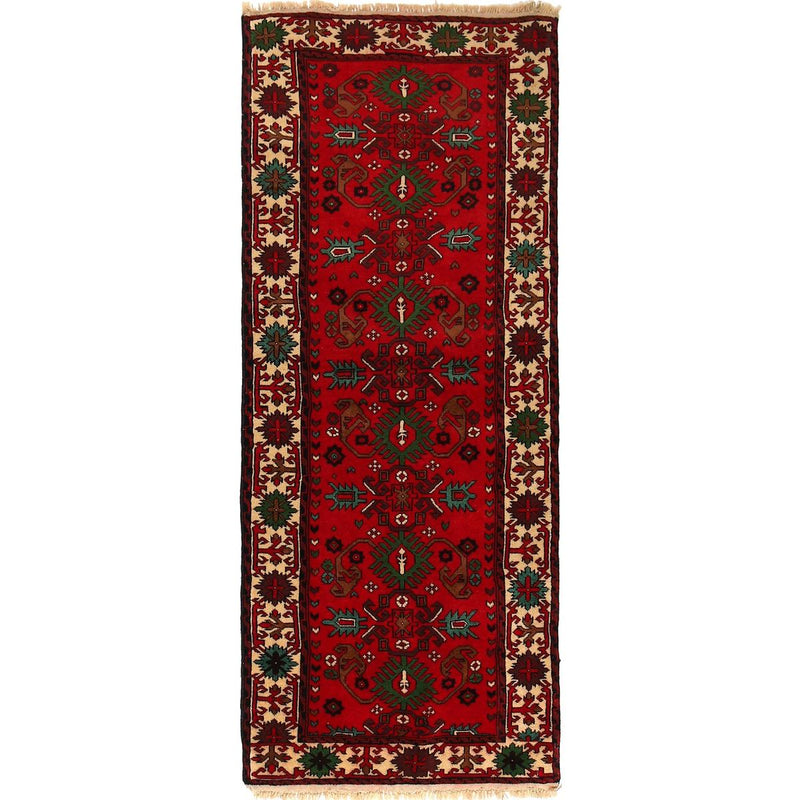 Handmade Wool Bokhara Runner Rug Red 71x172cm (ID G22934)