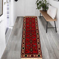 Handmade Wool Bokhara Runner Rug Red 71x172cm (ID G22934)