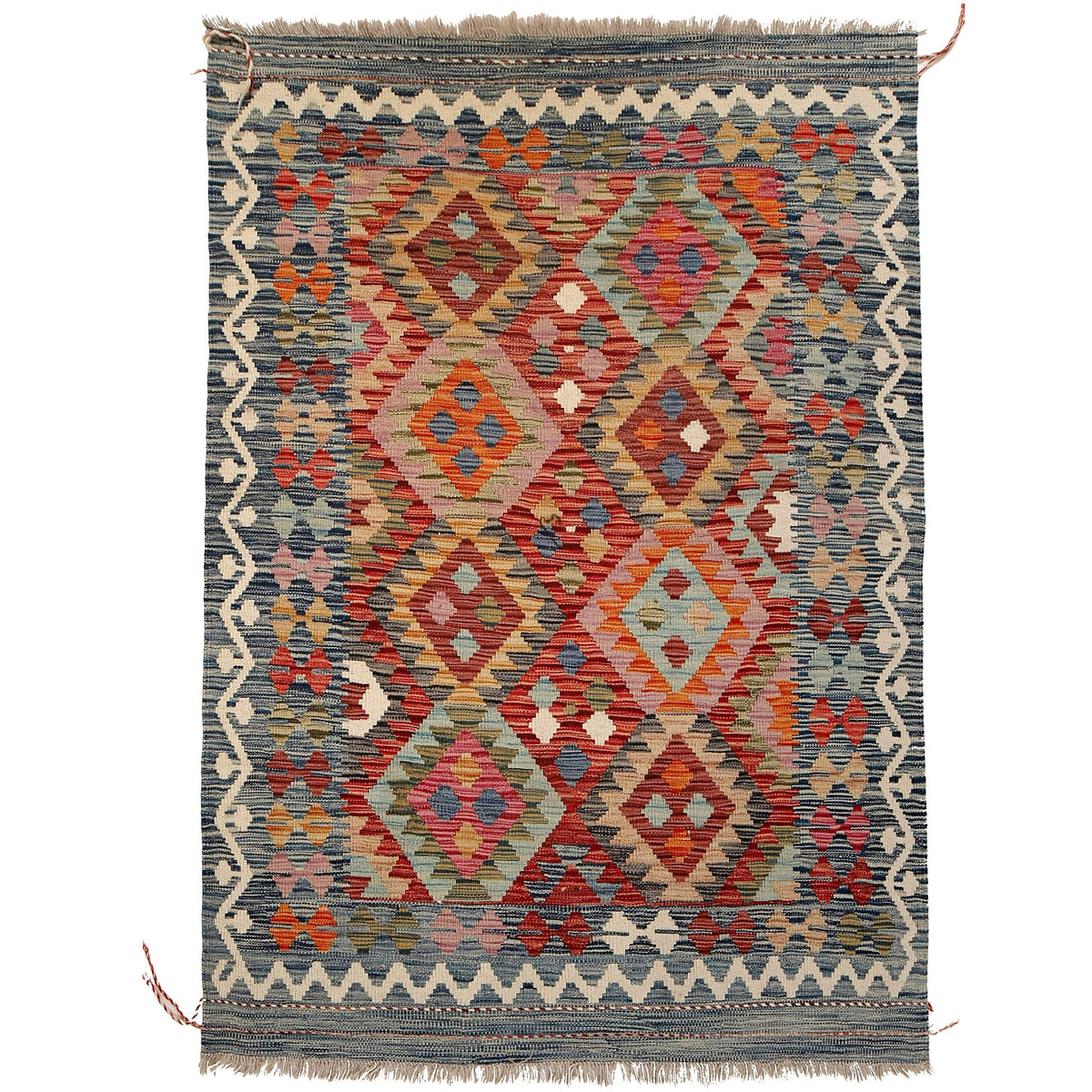 Handmade Vegetable Kilim 4' 1 x 5' 7 (ft) - No. G25916