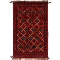 Hand Knotted Red Dhurrie  5' 7" x 9' 1" (ft) - No. G27058