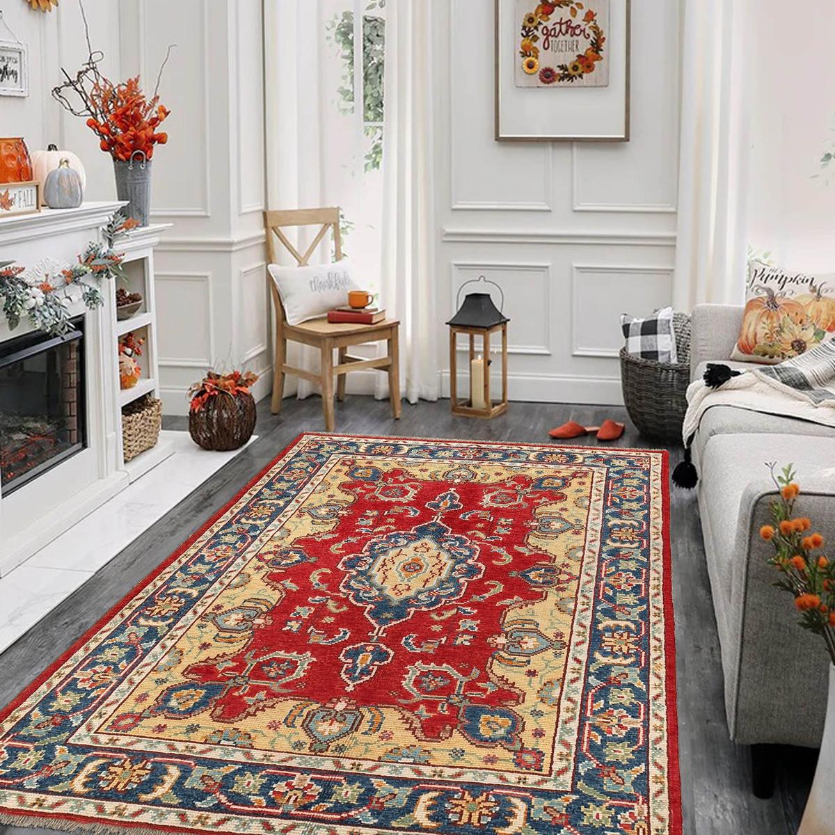 Hand-Knotted Heriz Wool Rug 123 x 176 cm (ID G27093)
