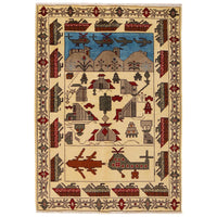 Handmade Ivory Wool War Rug 50 x 73in (ID G31653)