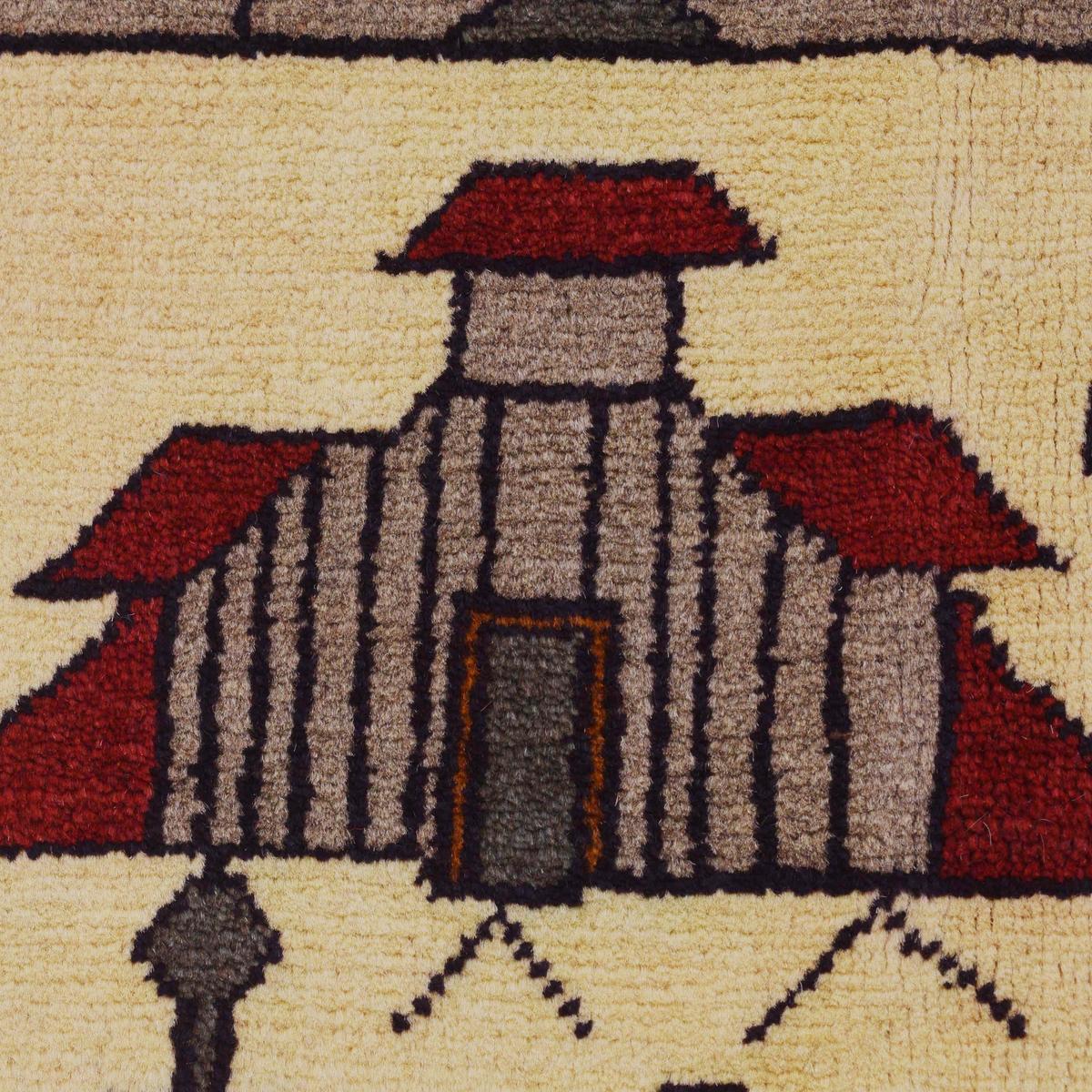 Handmade Ivory Wool War Rug 50 x 73in (ID G31653)