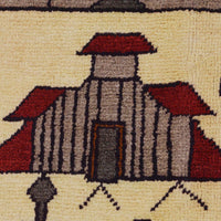 Handmade Ivory Wool War Rug 50 x 73in (ID G31653)