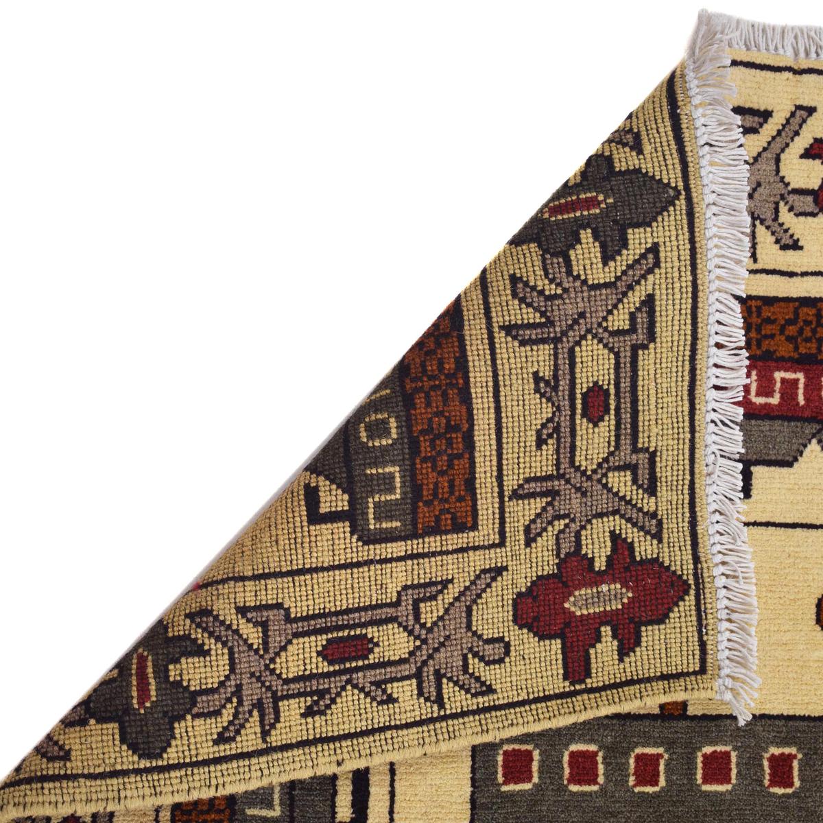 Handmade Ivory Wool War Rug 50 x 73in (ID G31653)