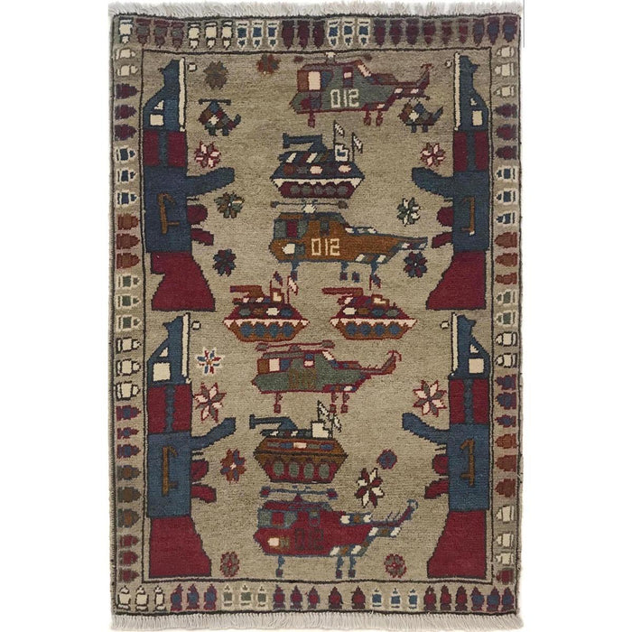 Handmade Wool War Rug 64 x 84 cm (ID G34415)