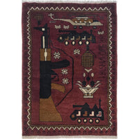 Handmade Wool War Rug 64 x 89 (cm) (ID G34421)