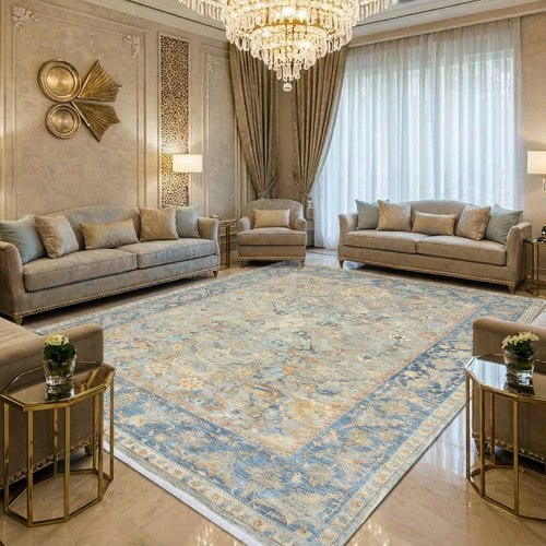 Antique Blue Signature Oushak Rug 244 × 305 cm (8 x 10)