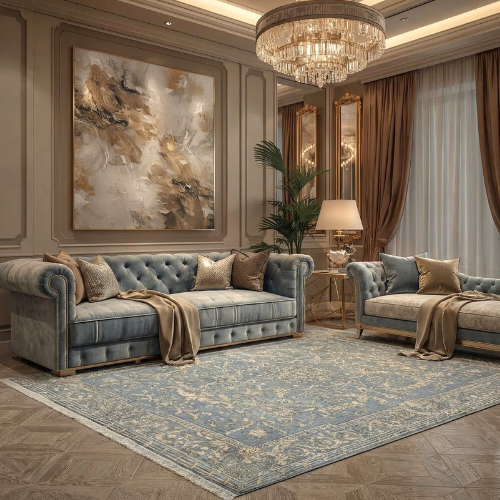 Dijon Blue Ornament Rug 244 × 305 cm (8 x 10)