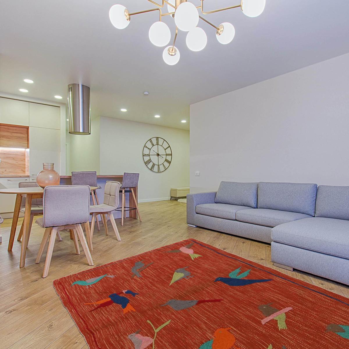 Handmade Embroidery Kilim Red Rug – 79 x 125 cm – P35160