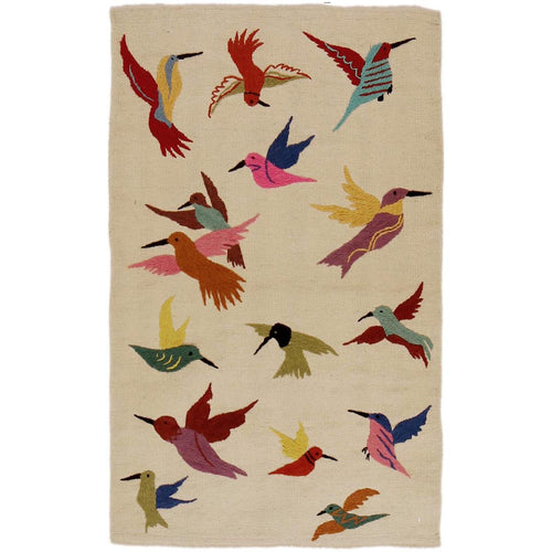 Beige Embroidered Kilim Rug – 73x122 cm – Carpet ID: P35164