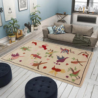 Beige Embroidered Flatweave Kilim Rug 73 x 122 cm P35165