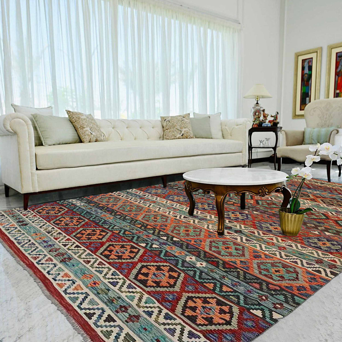 Handmade Vegetable Kelim 8' 3 x 11' 6 (ft) - No. P35385