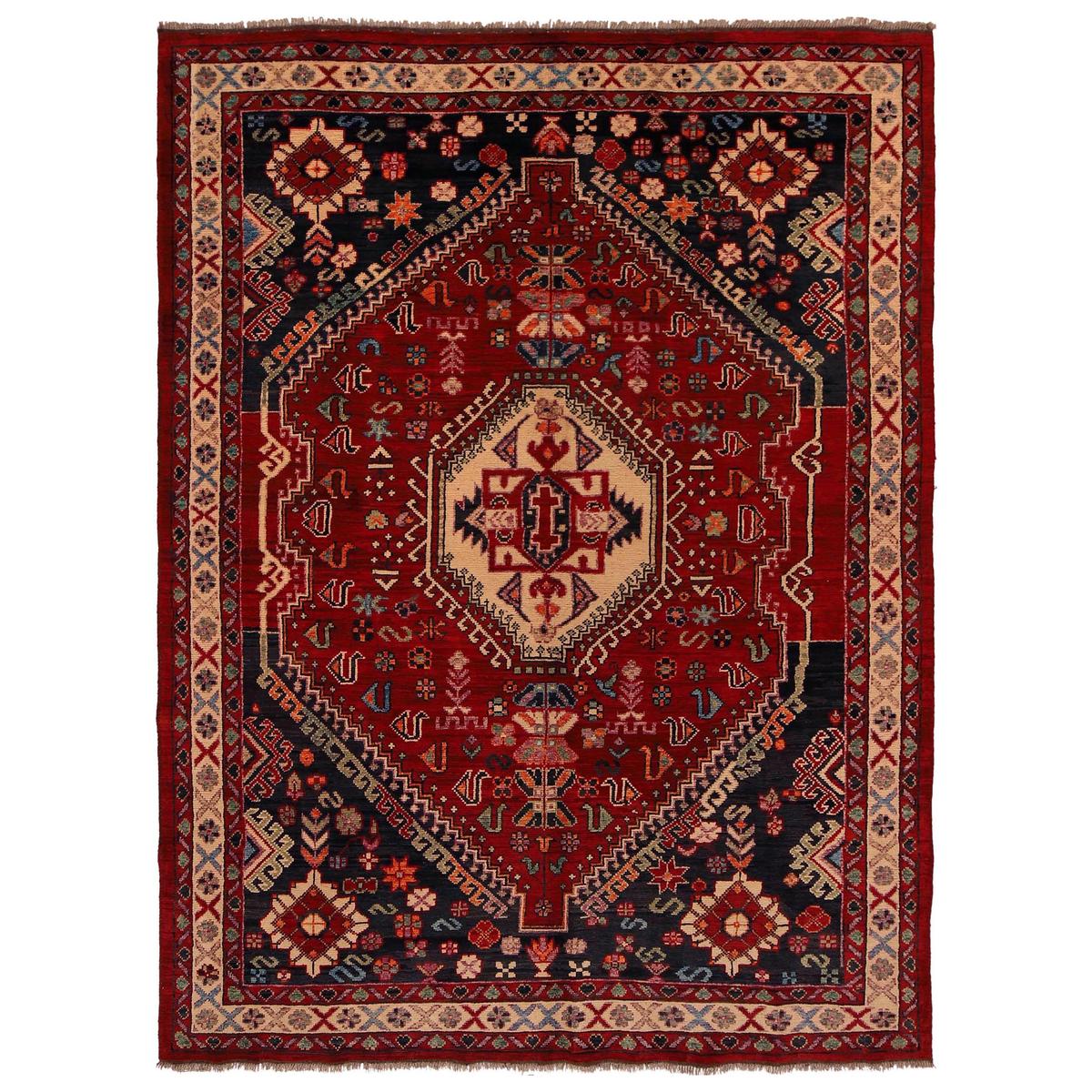 Handmade Red Shirazi Wool Area Rug 6'7x9'4 (ID P35681)