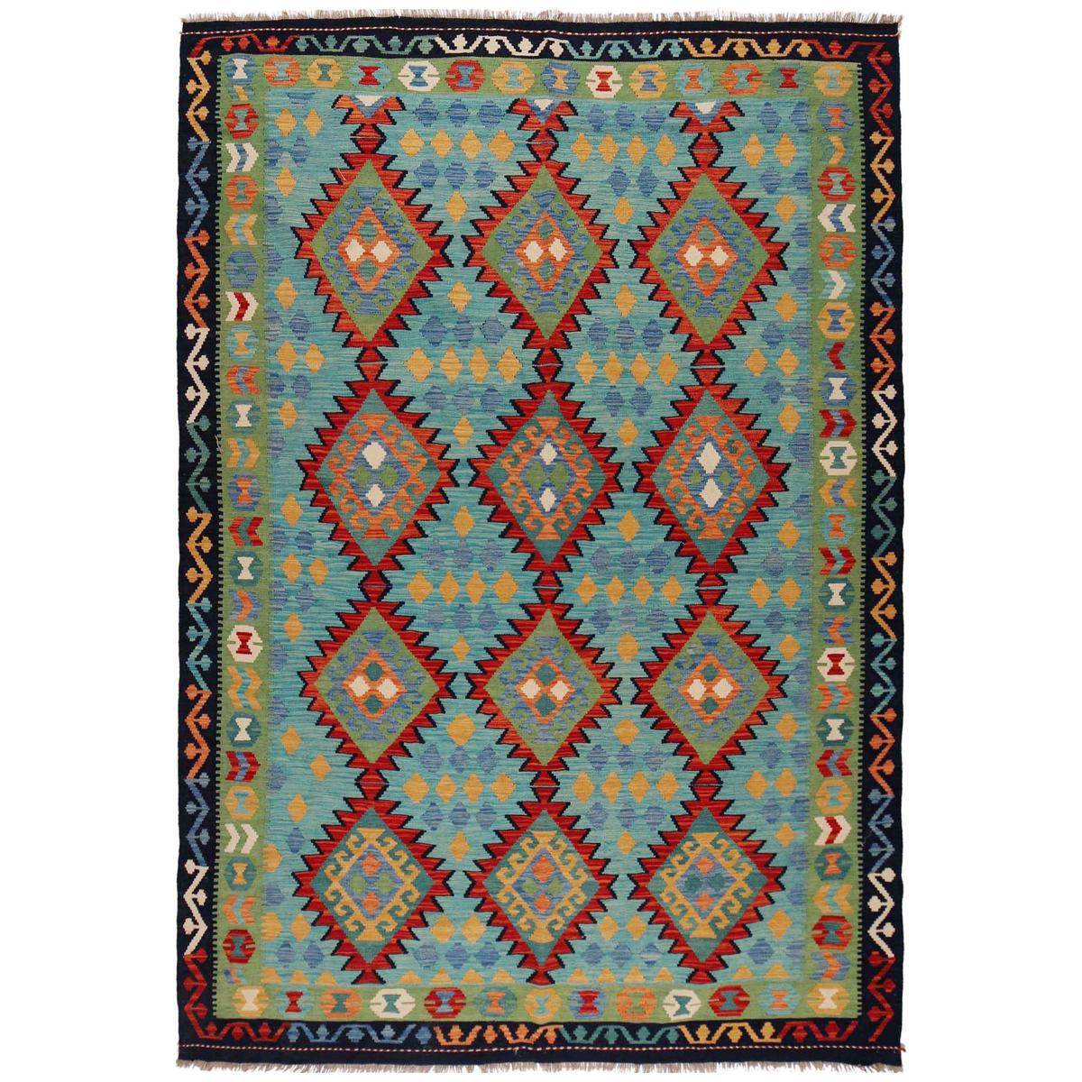 Handmade Vegetable Kelim 6' 7" x 9' 7" (ft) - No. P36074