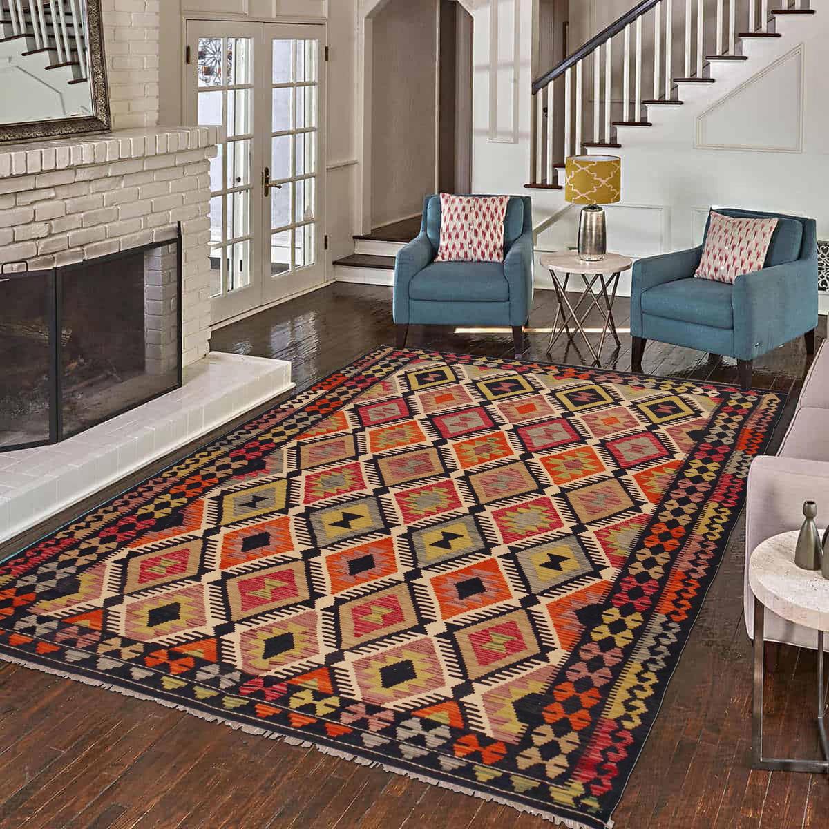 Handmade Vegetable Kelim 6' 4" x 9' 7" (ft) - No. P36076