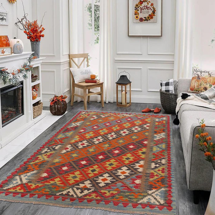 Handmade Vegetable Kelim 5' 2" x 6' 8" (ft) - No. P36098