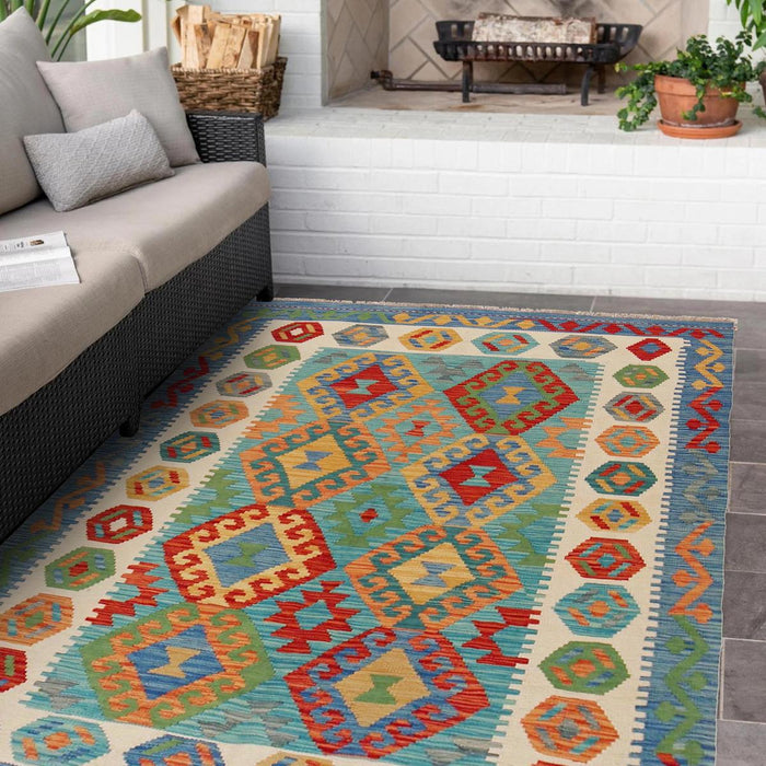 Handmade Wool Area Rug 126 x 179 cm (ID P36116)