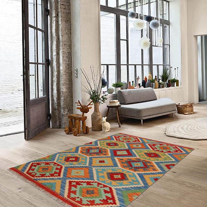 Handmade Kelim Wool Carpet 101 x 144 (cm) (ID P36141)