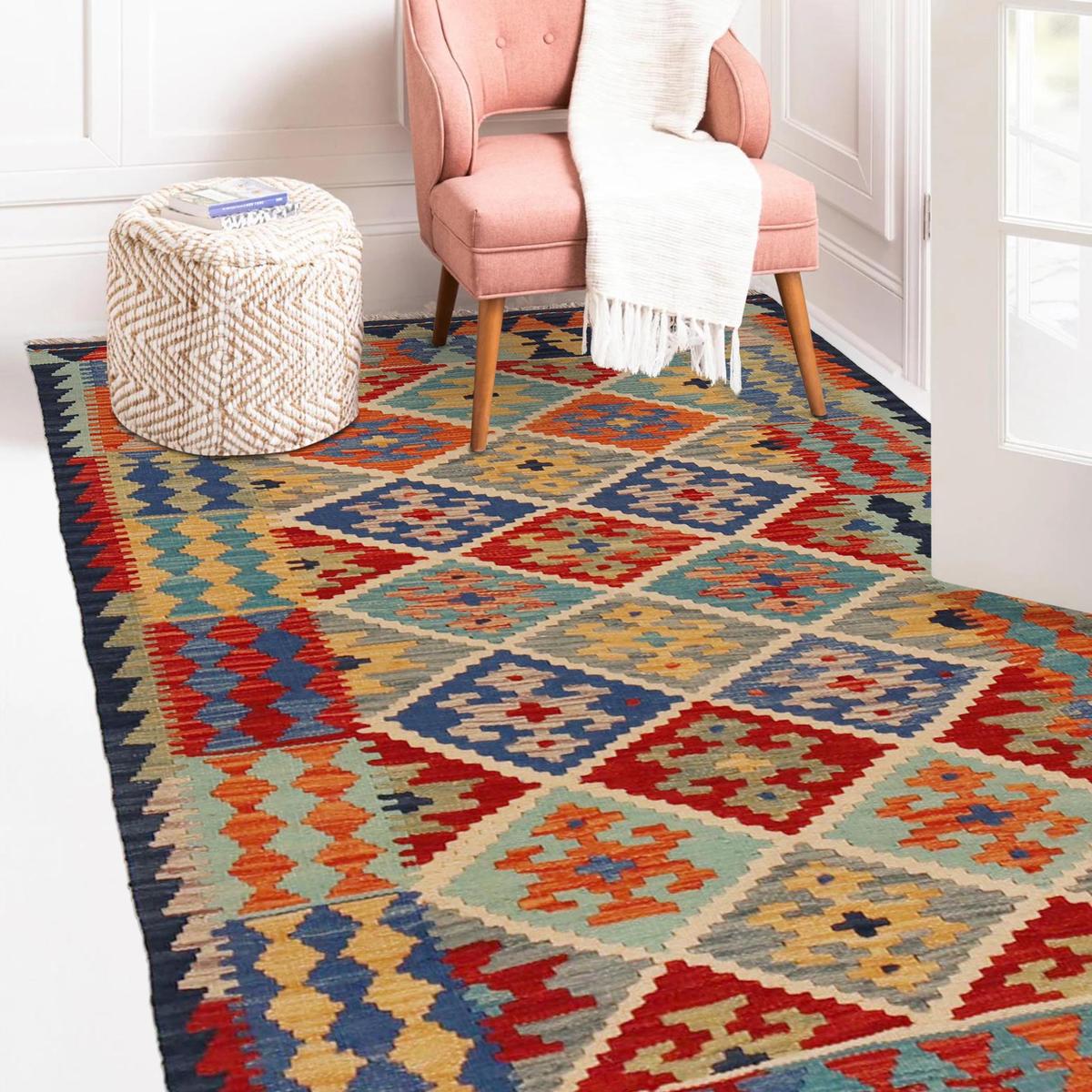 Handmade Wool Kilim Rug 105 x 150 cm (ID P36262)