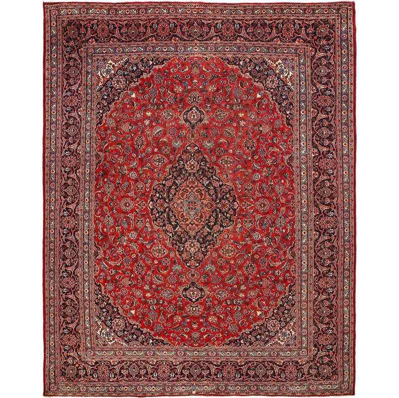 Handmade Red Kashan Wool Area Rug (ID R24109) 113x149 in