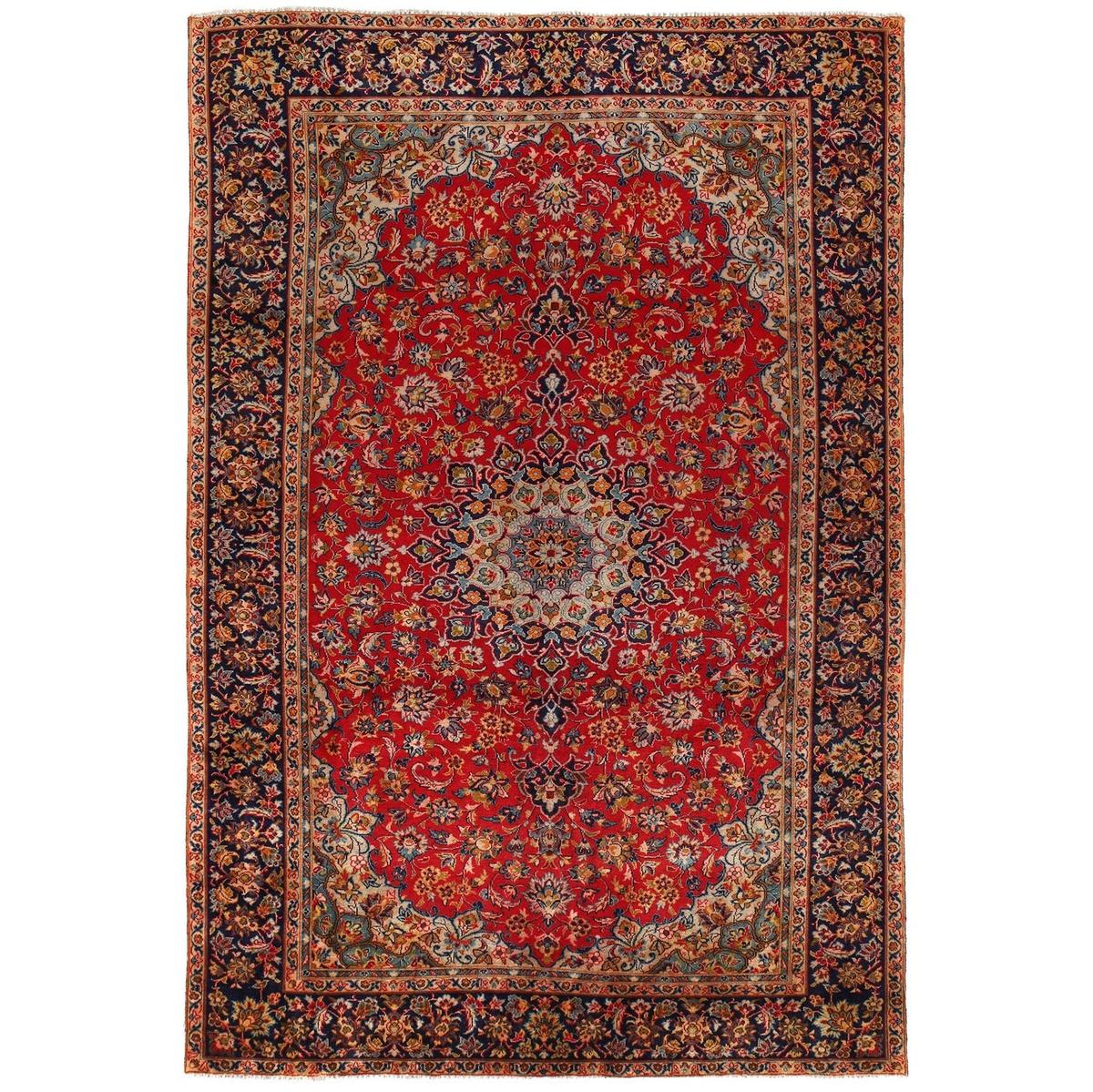 Handmade Red Kashan Wool Area Rug 225x340 cm (ID R24266)